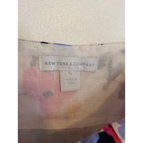 New York & Company Floral Sleeveless Dress Size 12 Polyester Shell Cotton Lining - Picture 3 of 5